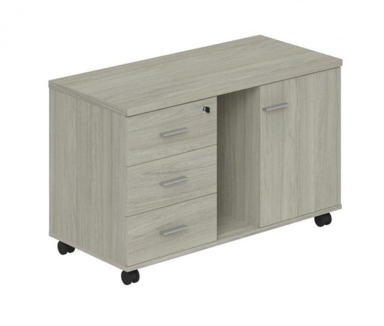 Тумба опорная (мобильная) с 3 ящиками, распашным фасадом и нишей (левая) Винг ВН.203.ОЛ.Л Дуб светлый / Wing WN.203.OL.L_0