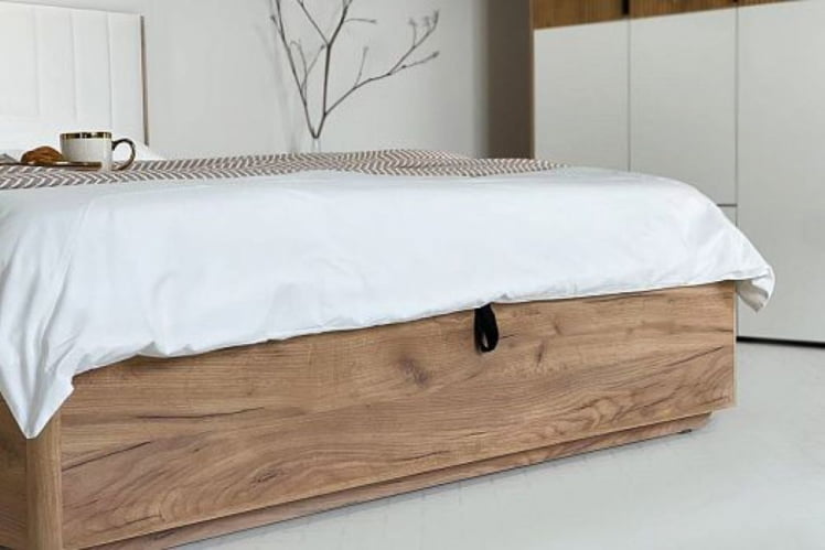 Кровать с подъемным механизмом 160х200 см Адам МСА-06 дуб крафт золотой/белоснежный (экокожа) / MSA-06_7