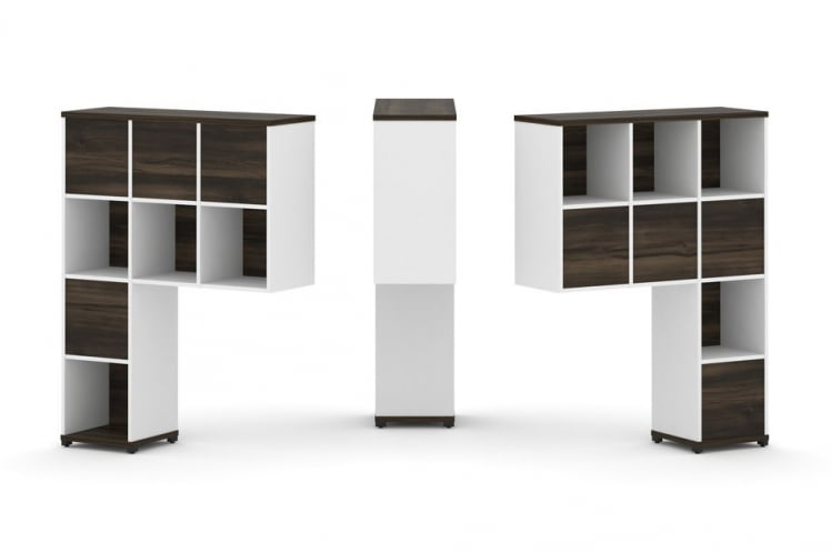 Надставка на стол высокая двухсторонняя + задняя стенка (8 шт.) CОНCЕПТ CН.ДНВ-005 Дуб Мали Белый бриллиант Черный металл / CONCEPT CN.DNV-005_0