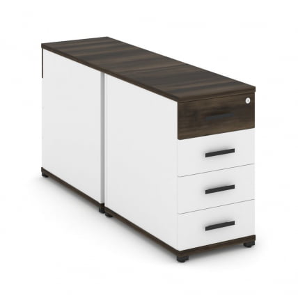 Тумба двухсторонняя опорная приставная с 4-мя ящиками CОНCЕПТ CН.ДТГО-002 Б/В Дуб Мали Белый бриллиант Черный / CONCEPT CN.DTGO-002 B/W_0