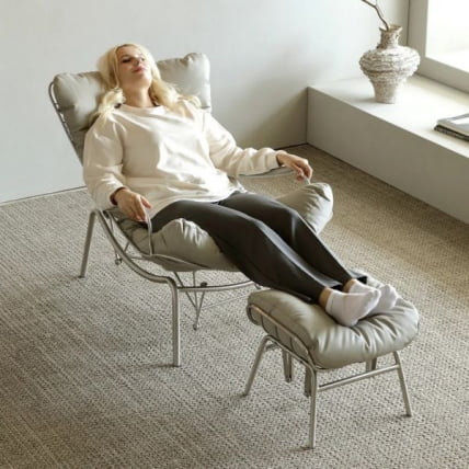 Кресло-качалка Лиам с пуфом, серое / Liam_4