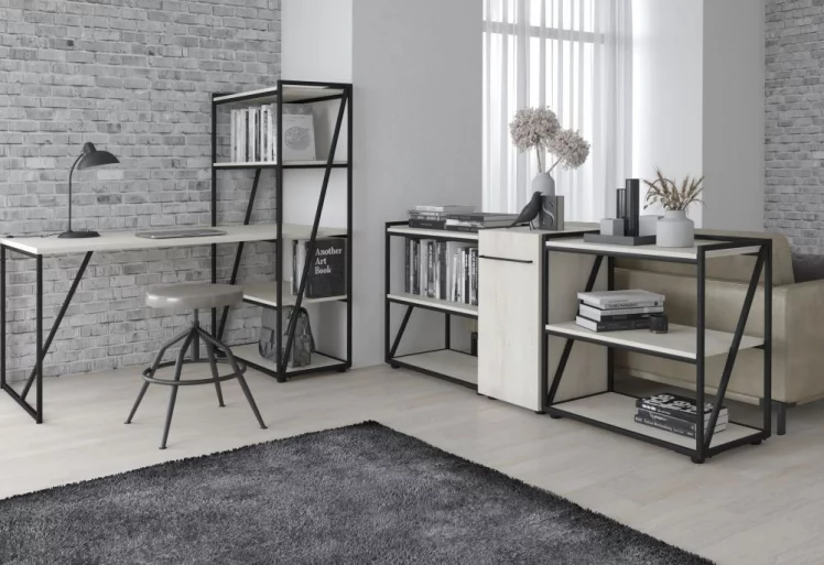 Рабочий кабинет ЛОФТИС №2 Сосна Эдмонт/Черный / LOFTIS_0