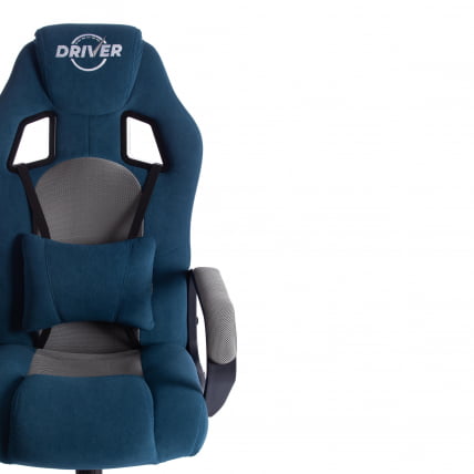 Кресло ДРИВЕР (22) флок/ткань, синий/серый, 32/ТВ-12 / DRIVER 32/TW-12_5