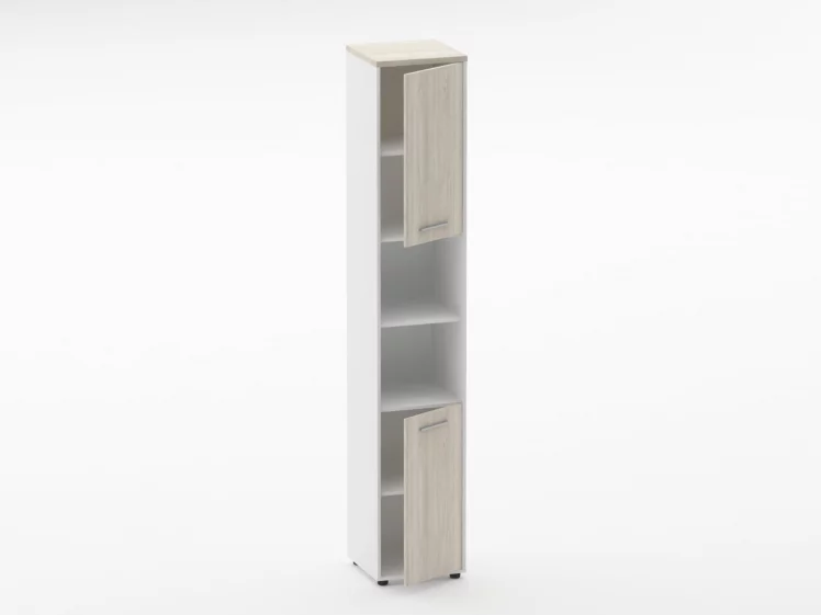 Шкаф 5 узкий закрытый с 2 -мя открытыми полками Дека 10.23.12Пр Дуб Сантана светлый/Белый / Deka_1