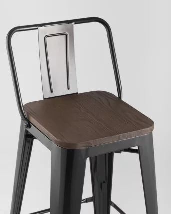 Стул полубарный Толикс Воод со спинкой Черный / Tolix Wood_6