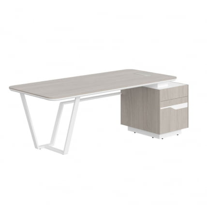 Стол руководителя правый Лине СФ-571101.1 Дуб серый Белый / Line_0