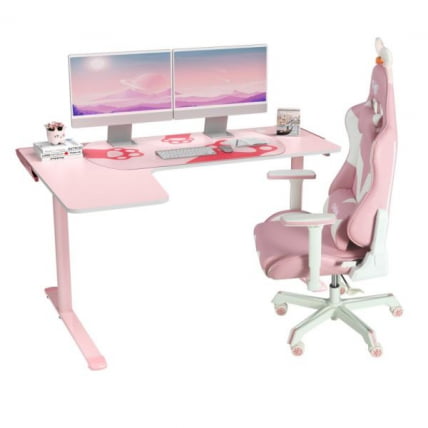 Стол письменный (для компьютера) угловой ЕУРЕКА ЕРК-Л60Р-ПК-В2 (правый), розовый / EUREKA ERK-L60R-PK-V2_3