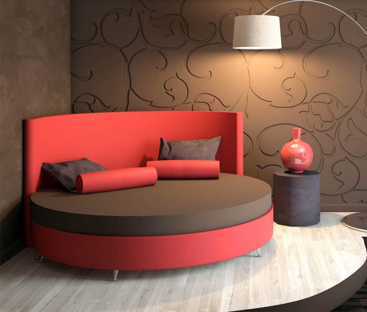 Круглая кровать Каприсе 200кс200 Красная ткань / Caprice 200x200_0