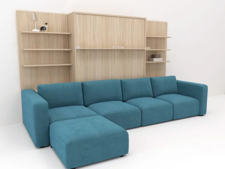 Диван кровать трансформер Смарт 1 П+КД+П+Пуф 1600 Белая шагрень_0