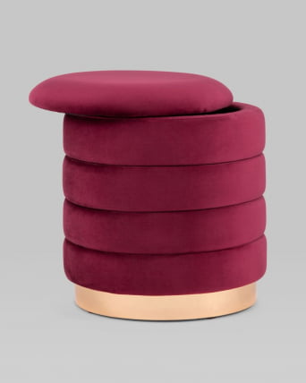 Пуф Франсис с ящиком велюр Винный_2