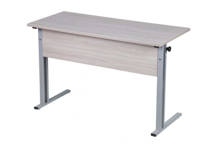 Парта двухместная (рост 6) с прямыми углами Дуб Вотан/Металл Серый_0