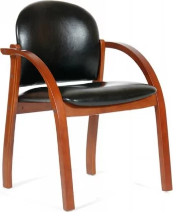 Кресло для посетителя CХАИРМАН 659 ПУ черный глянцевый/светлый орех / CHAIRMAN PU_0