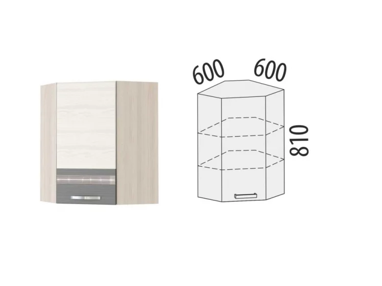 Шкаф кухонный угловой Графит 74.20 Сосна Астрид -Ваниль-Графит_1