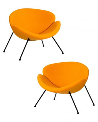Кресло дизайнерско ДОБРИН ЕМИЛЙ (желтая ткань АФ13, черное основание) 2 шт / DOBRIN EMILY AF13,_0