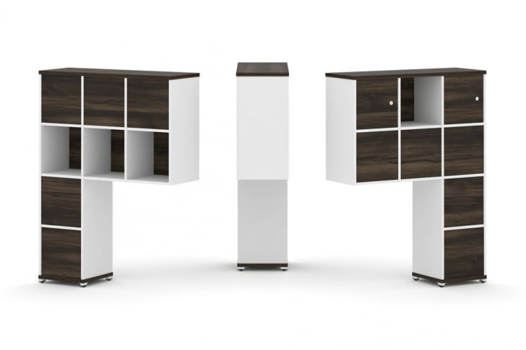 Надставка на стол высокая двухсторонняя + задняя стенка (8 шт.) + блок с 1-м ящиком (2 шт.) + распашной фасад (2 шт.) CОНCЕПТ CН.ДНВ-007 Дуб Мали Белый бриллиант Белый металл / CONCEPT CN.DNV-007_0