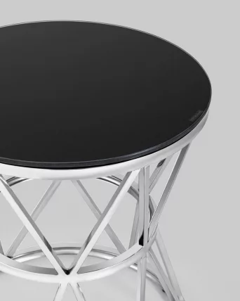 Журнальный стол ВИВА 50кс50 Серебро (стекло черное) / 50x50_6