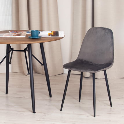 Стул БРЕЕЗЕ (мод. 4724) вельвет/металл, 44 х 53 х 87 см, Лигхт грей (светло-серый) ХЛР24 / черный / BREEZE (mod. Light grey HLR24_9