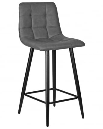 Стул полубарный ДОБРИН ОЛИВИА (черные матовые ножки, серая антрацитовая винтажная экокожа (РУ-08)) / DOBRIN OLIVIA (RU-08))_0
