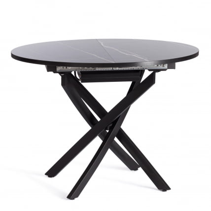 Стол МАНЗАНА ЛДСП/ХПЛ/металл, 100 х 100+30 х 75 см, Мрамор черный/черный / MANZANA ЛДСП/HPL/металл,_0
