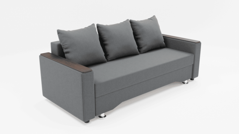 Диван Квадро-2 ППУ (ЗР) Цвет фасада: Светло серый; Тип: Прямой; Материал фасада: Металл/Велюр_0