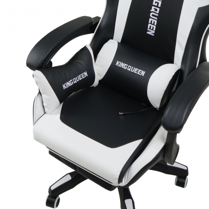 Кресло 1206 КИНГКУЕЕН цвет черный/белый с массажем 1206-блаcк-вхите-масс / KINGQUEEN 1206-black-white-mass_6