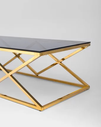 Стол журнальный ИНСИГНИЯ 120кс60 Золото стекло смоке / 120x60 smoke_4