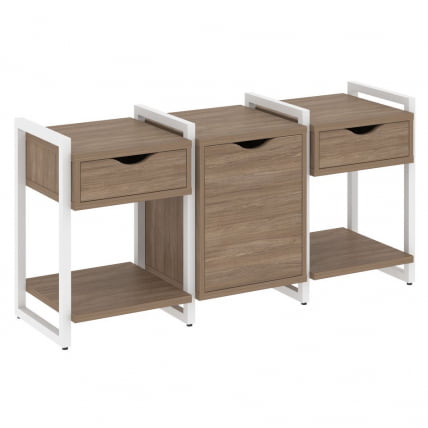 Тумба на регулируемых опорах наборная. Вариант №6 ЛОФТ ВР.Л-ТН-6.О Металл белый Дуб Аризона / LOFT VR.L-TN-6.O_0