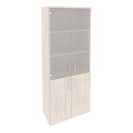 Шкаф высокий широкий (2 низких фасада ЛДСП + 2 средних фасада стекло) ОНИКС О.СТ-1.2 Денвер Светлый / ONIX O.ST-1.2_0