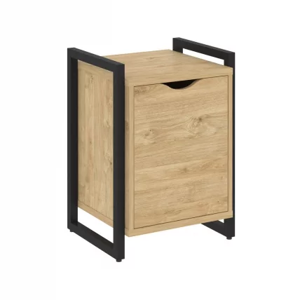 Тумба на регулируемых опорах с распашным фасадом ЛОФТ ВР.Л-Т2.О Металл черный Тиквуд светлый / LOFT VR.L-T2.O_0