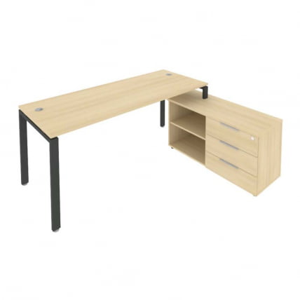 Рабочая станция на П-образном м/к с опорной тумбой правая Метал Сйстем Б.РС-СТС-2.5 Пр Акация/Антрацит / Metal System_0