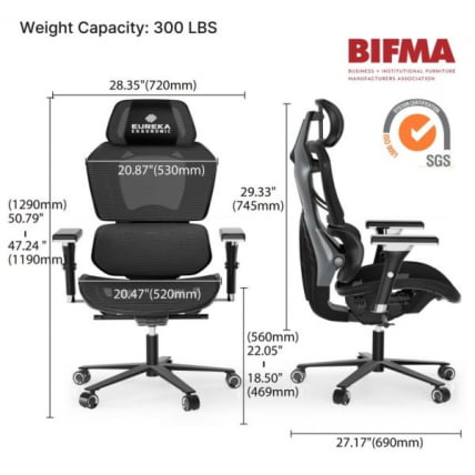 Эргономичное компьютерное кресло (для геймеров) Еурека ТЙПХОН, Грей / Eureka TYPHON, Grey_1