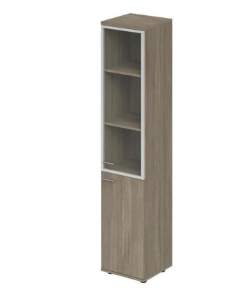 Шкаф высокий со стеклом, задняя стенка ХДФ (правый) Винг ВН.702.ОД.ОД.АЛ.Р Дуб темный / Wing WN.702.OD.OD.AL.R_0