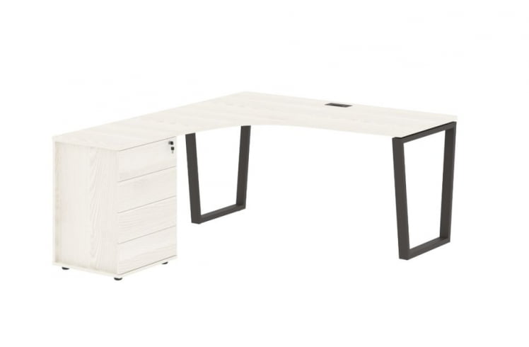 Стол эргономичный с тумбой левый ЕДИС ЕВCЕТ 1518 Л Ясень Траун Мокко / EDIS EVCET L_0