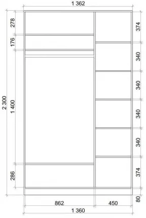 Шкаф-купе Хит-23-14-77 Париж Ясень шимо темный_2