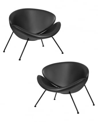 Кресло дизайнерское ДОБРИН ЕМИЛЙ (черный винил ЙП16, черное основания) 2 шт / DOBRIN EMILY YP16,_0