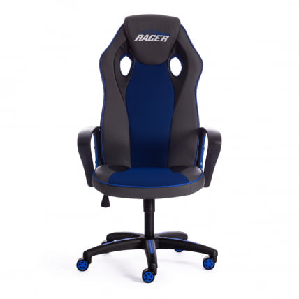 Кресло РАCЕР кож/зам/ткань, металлик/синий, 36/10 / RACER_4