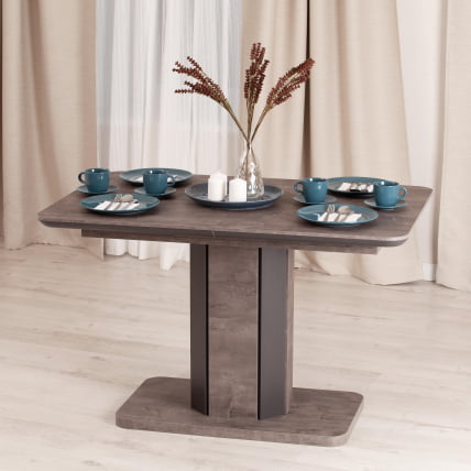 Стол обеденный СКАТ ЛДСП/МДФ, 120-160х80х75 см, Оникс/Графит / SKAT_14