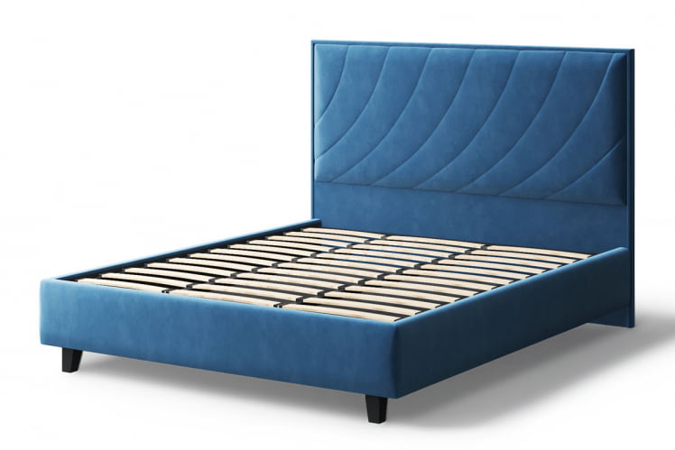 Кровать СОФИЯ 2000*1600мм (на опорах), велюр Бренди лайт 08 (синий), (б/основания, б/матраса)_2