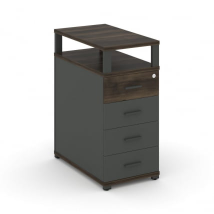 Тумба приставная с 4-мя ящиками и надставкой CОНCЕПТ CН.ТГО-003 Б/В Дуб Мали Антрацит / CONCEPT CN.TGO-003 B/W_0