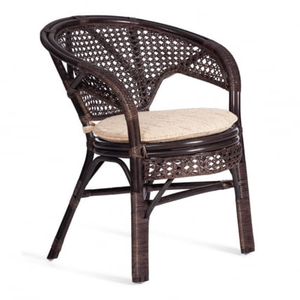 Комплект ПЕЛАНГИ 02/15 ( стол со стеклом + 4 кресла ) [с подушками] ротанг, кресло 65х65х77см, стол диаметр 64х61см, валнут (грецкий орех) / PELANGI walnut_5