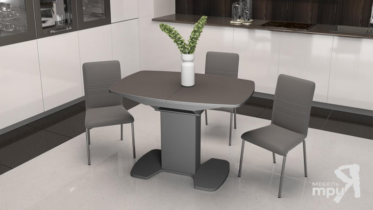 Стол обеденный нев Портофино СМ(ТД)-105.01.11(1) Серое/Стекло серое матовое ЛУКС / new LUX_3