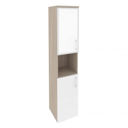 Шкаф высокий узкий левый ОНИКС О.СУ-1.4Р(Л) вхите Дуб Аттик/Белый / ONIX O.SU-1.4R(L) white_0