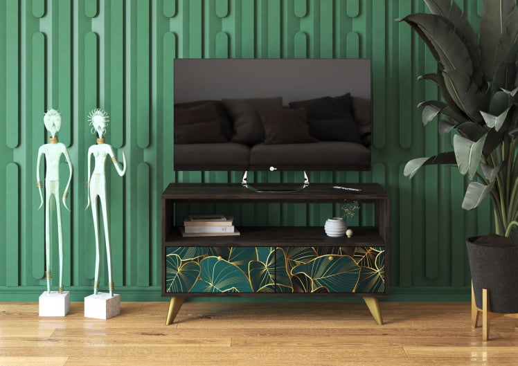 Тумба консольная ТМ-005 АРТ Угольный камень/ВИНИЛ / камень/VINIL_2