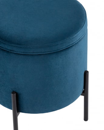 Пуф Грейс с ящиком велюр Синий_4