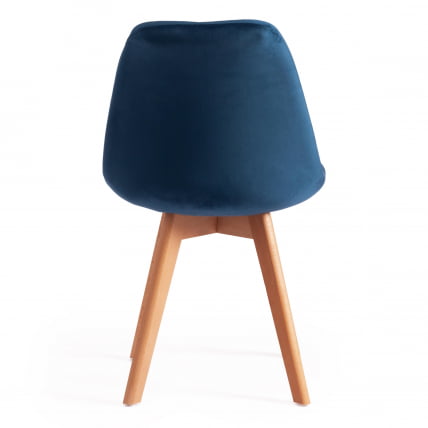 Стул ТУЛИП СОФТ (мод. 74) / 1 шт. в упаковке вельвет/дерево , 54 х 47 х 83 см , синий (ХЛР 63)/натуральный / TULIP SOFT (mod. (HLR_3