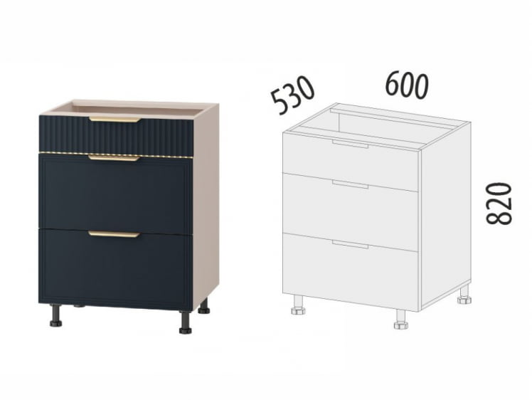 Напольный шкаф (3 ящика с системой плавного закрывания) Флоренция 108.91_6