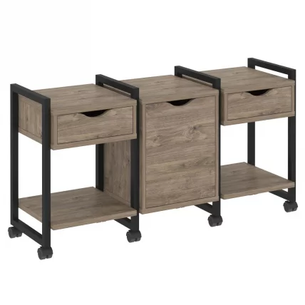 Тумба на колесных опорах наборная. Вариант №6 ЛОФТ ВР.Л-ТН-6.К Металл черный Тиквуд темный / LOFT VR.L-TN-6.K_0