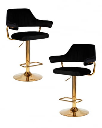 Стул барный ДОБРИН CХАРЛЙ ГОЛД (черный велюр (МДЖ9-101)) 2 шт / DOBRIN CHARLY GOLD (MJ9-101))_0