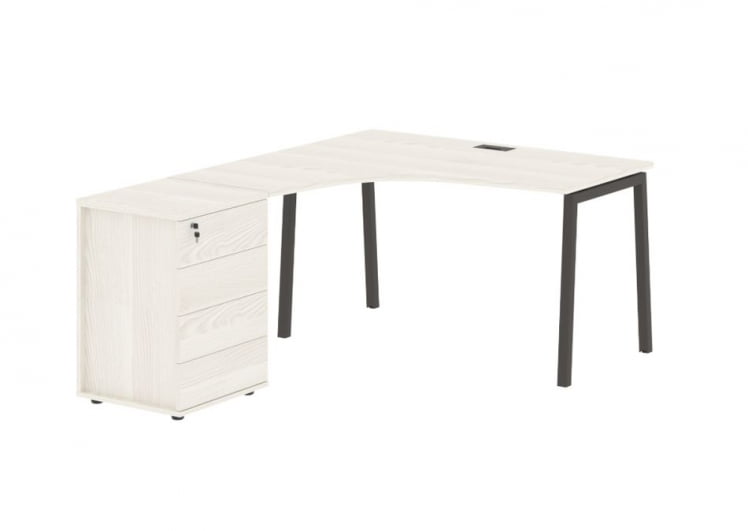 Стол эргономичный с тумбой (левый) ЕДИС ЕЛCЕТ 1318 Л ЯсеньТраун Мокко / EDIS ELCET L_0