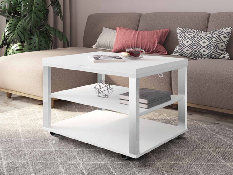 Журнальный стол-трансформер Агат 35 Белый шпон_0